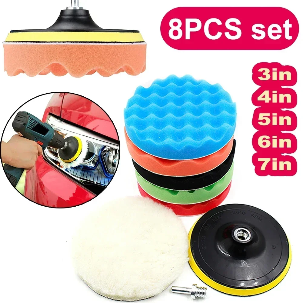 8Pcs Car Polishing Pads Kit 3/ - Polish Pad Set Buffer 评论和价格