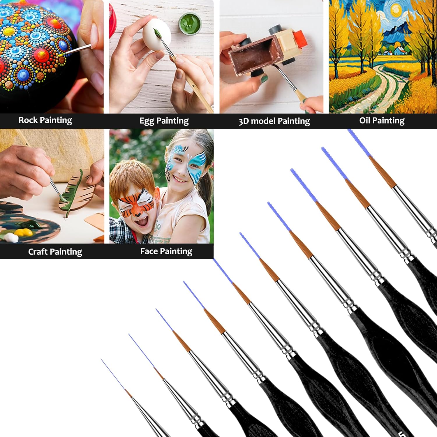 10 Miniature Paint Brushes Set - Detailing Brush Set 评论和价格