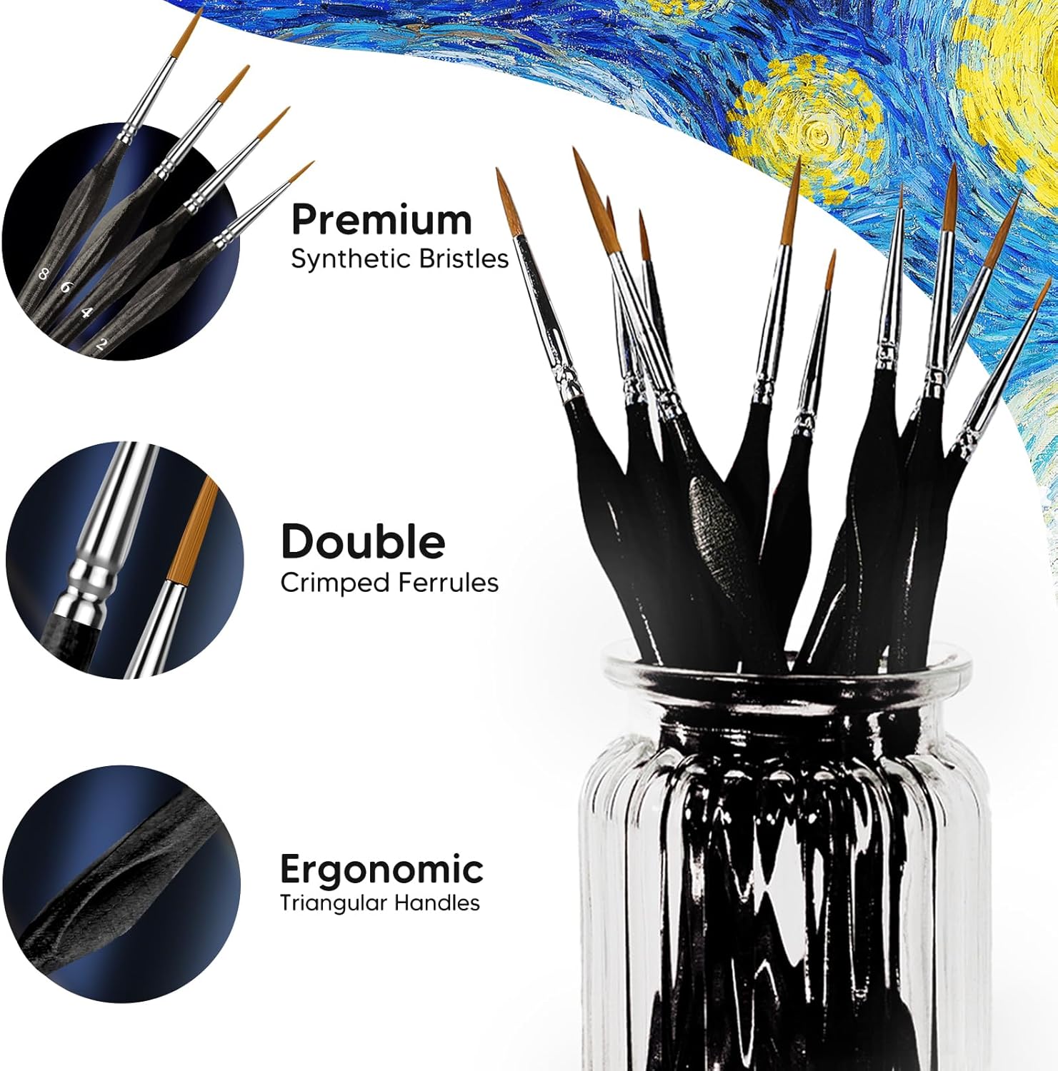 10 Miniature Paint Brushes Set - Detailing Brush Set 评论和价格